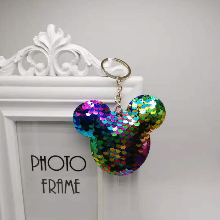 Wholesale Reflective glitter keychain pendant cartoon car keychain bag decoration