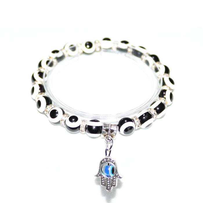 Wholesale Devil's eye Evil eye Palm Pendant Bracelet Evil eye Beaded Elastic Bracelet for Women