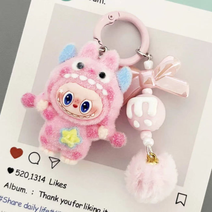 Wholesale Flocked Polka Dot Monster Plush Bag Charm Trendy Keychain Accessory for Everyday Wear or Gift