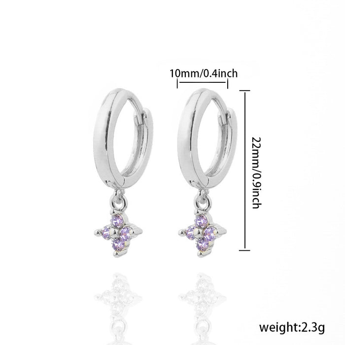 Wholesale Diamond inlaid clover earrings with geometric flowers, fashionable and versatile earrings wholesale