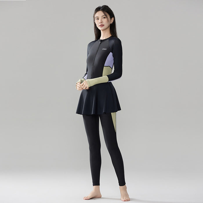 Wholesale Ladies' swimsuit, sun protection, long sleeved pants, one-piece conservative hot spring swimsuit