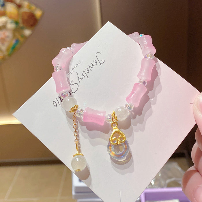 Wholesale Bamboo Joint Design Imitation Jade Peace Buckle Bracelet MOQ≥3