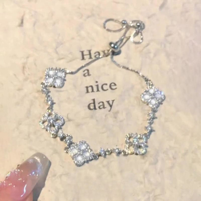 Wholesale Stacked Hand String Round Bead Zirconia Elastic Rope Versatile High Beauty Clavicle Chain