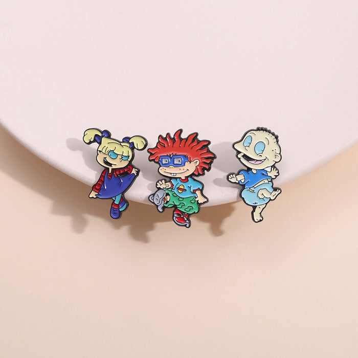Wholesale Cute Boy and Girl Cartoon Character Brooch
