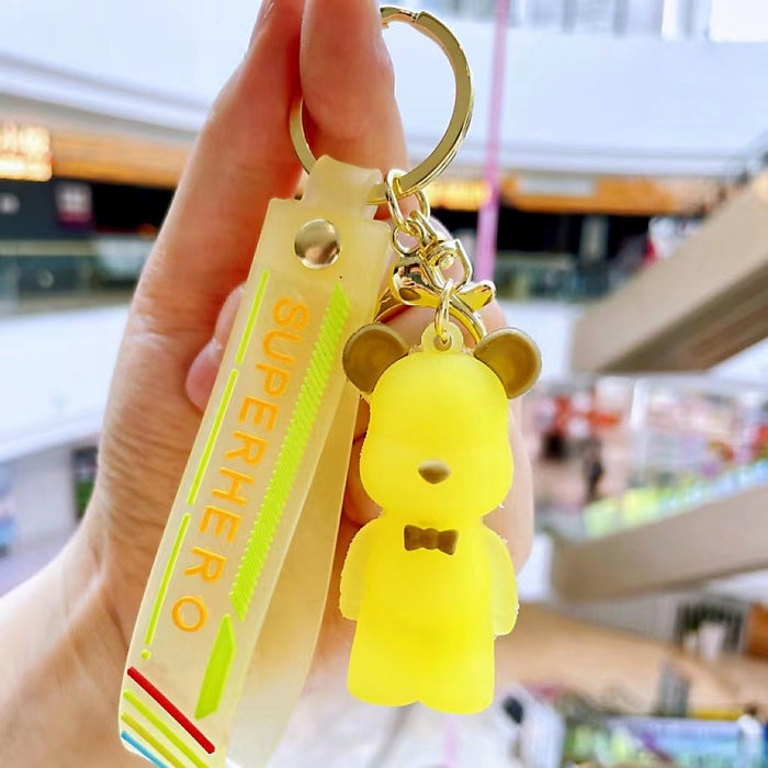 Wholesale Cartoon Crystal Bear Bear Keychain Couple Car Key Chain Bag Pendant