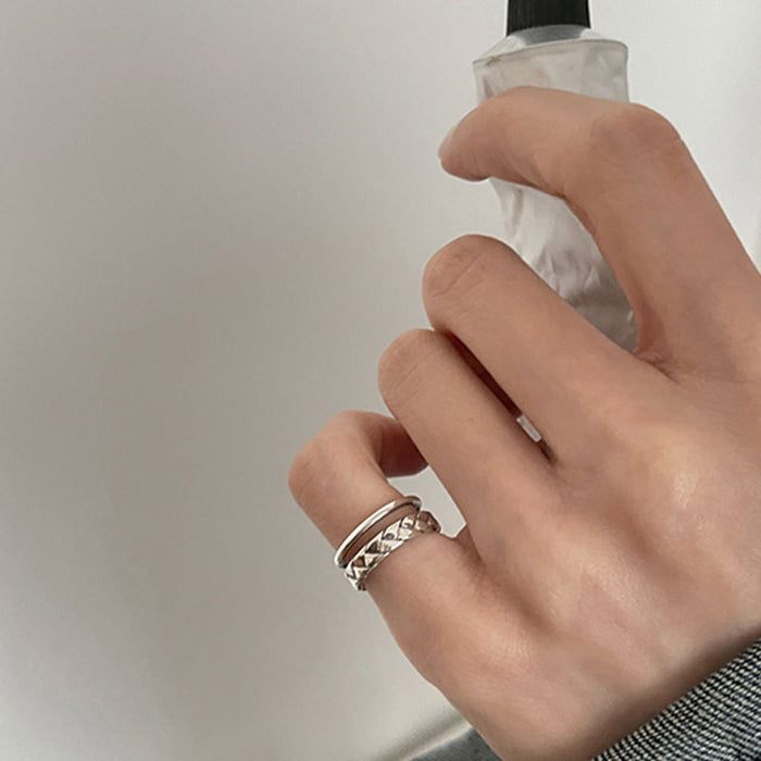 Wholesale Pure silver double-layer open ring, fashionable and personalized, simple and luxurious