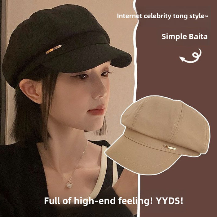 Wholesale Black beret, versatile for spring and autumn, octagonal artist hat