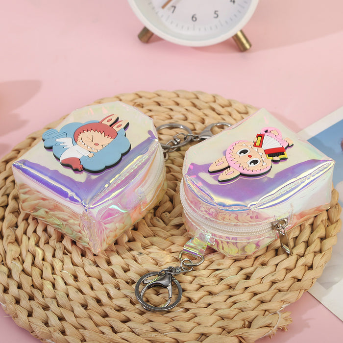 Wholesale Random Colorful Small Backpack Coin Purse Keychain Clutch Bag Laser Storage Small School Bag Doll Machine