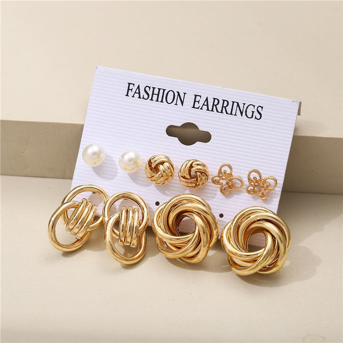 Wholesale Geometric earrings, creative retro ear loops, fashionable pearls