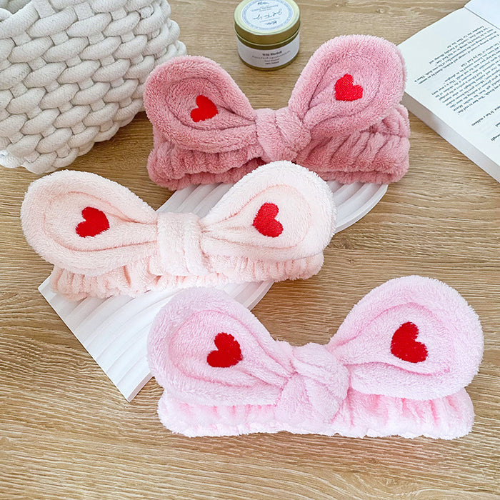 Wholesale Heart Butterfly Hairband for Women Face Washing Makeup Headband Flannel Headband Embroidered Hair Accessory Versatile