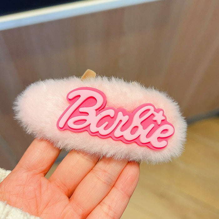 Wholesale Cute and able plush hair clip featuring a cat wearing glasses.