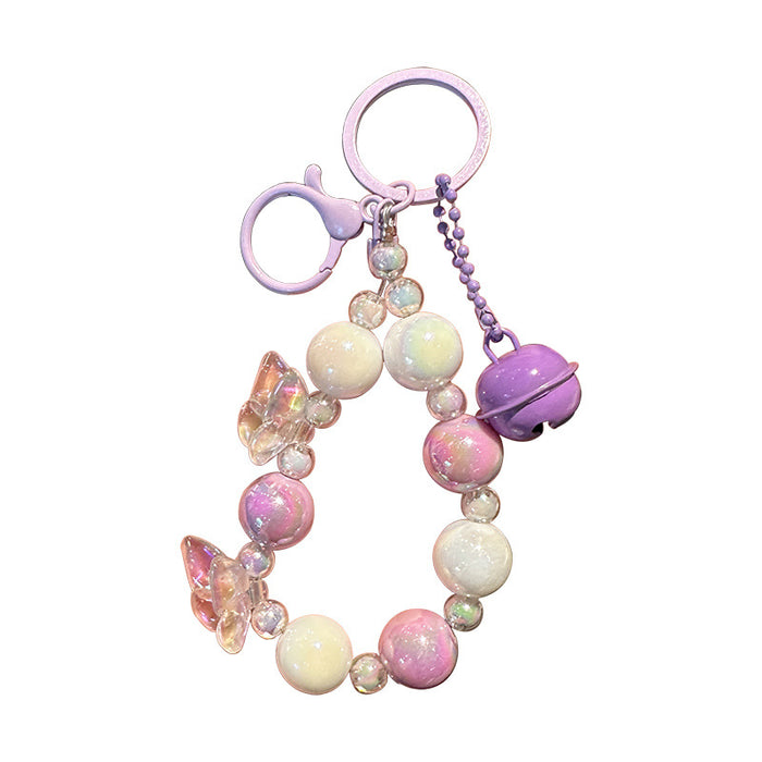 Wholesale Creative keychain, colorful bead phone chain, headphone bag, small pendant