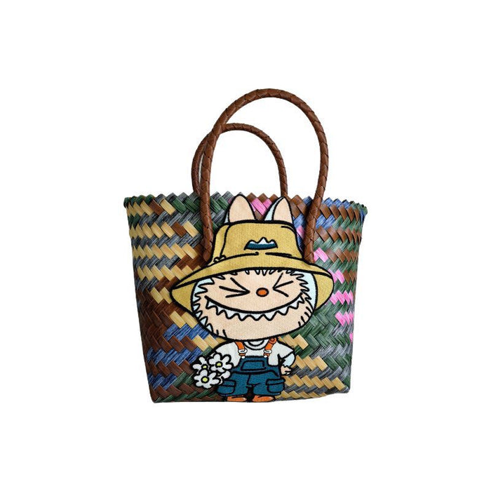 Wholesale  Handbag Summer  Cartoon Woven Bag Large Capacity Work Commuter Bag Hand-Woven Handbag