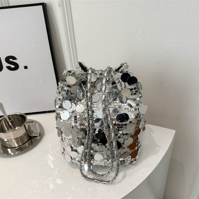 Wholesale Glitter niche design versatile chain crossbody bag, single shoulder bucket bag