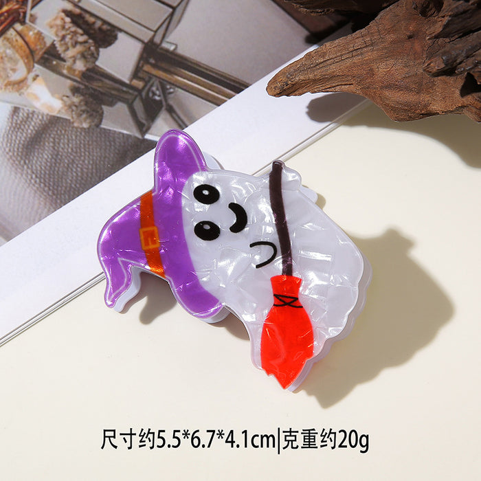 Wholesale Halloween imitation acetate  funny dark style shark clip personality creative pumpkin hairpin ghost clip