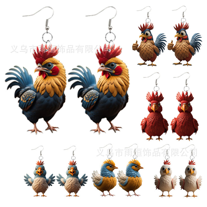 Wholesale Farmhouse Style Acrylic Chicken Series Earrings JDC-ES-Yuhen008