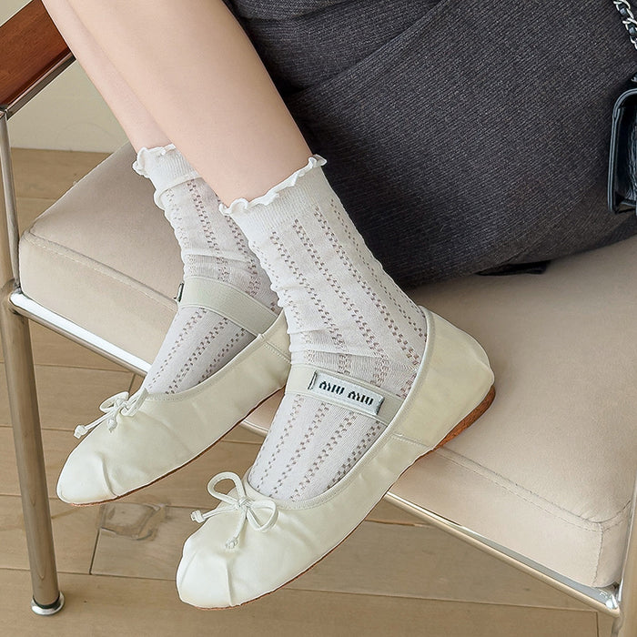 Wholesale Socks pile socks thin hollow mesh breathable mid tube socks