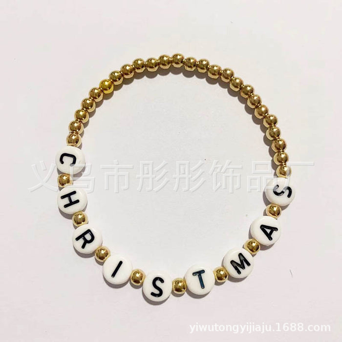 Wholesale Soft Clay Beaded Bracelet Christmas Tree Pearl Cartoon Sweet Versatile Bracelet Best Friend