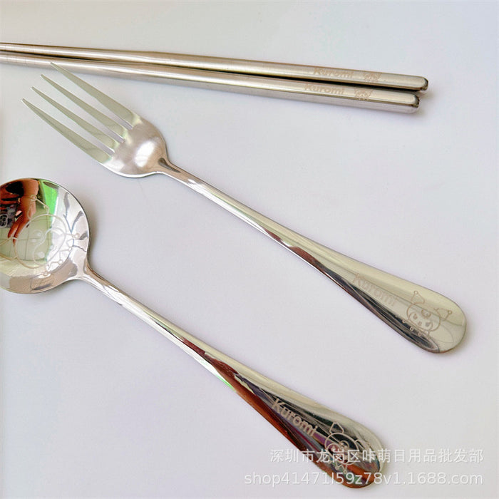 Wholesale stainless steel tableware 3-piece set  spoon Fork chopsticks suit PC dog student portable tableware