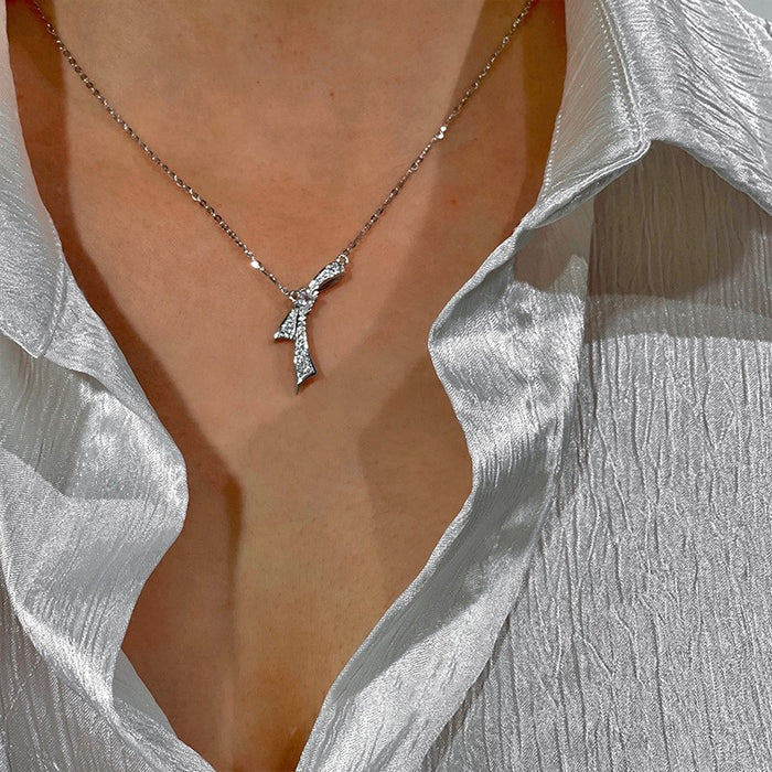 Wholesale Fashionable Butterfly Knot Necklace Set Women's Luxury Design Sensation Collarbone Chain Geometric Style Silver Plated Jewelry