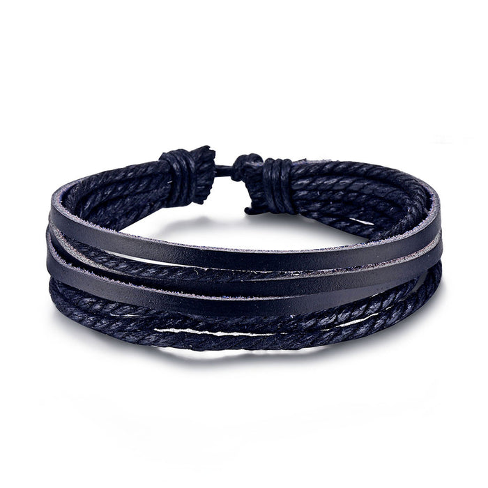 Wholesale Hollow Triangle Leather Men's Bracelet JDC-BT-HanShi005