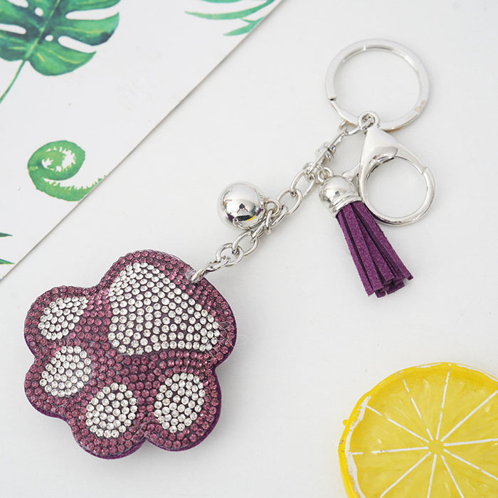 Wholesale Rhinestone Cartoon Bear Paw Keychain