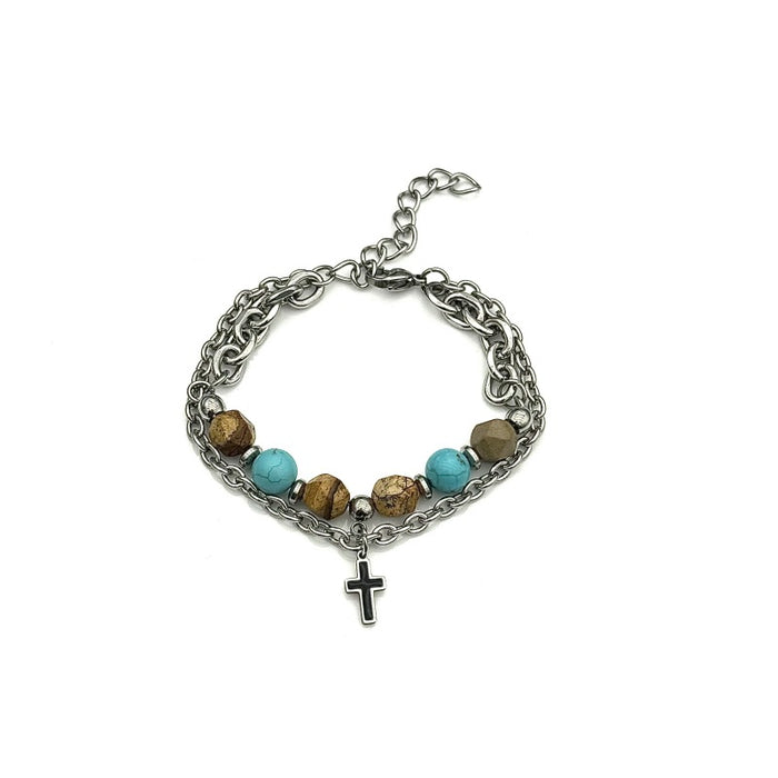 Wholesale Original retro patchwork bracelet, niche stainless steel cross design, high-end accessory