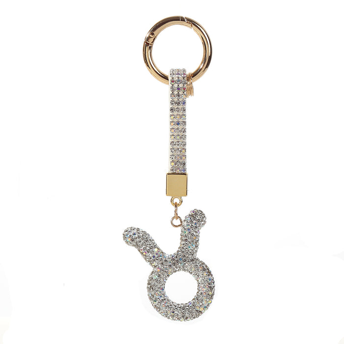 Wholesale Full Crystal Zodiac Keychain Diamond-Encrusted Car Key Chain,  Simple and Personalized Pendant