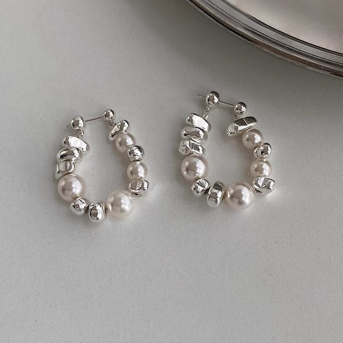 Wholesale Silver Needle Broken Silver Design Irregular Earrings Simple and Versatile Earrings