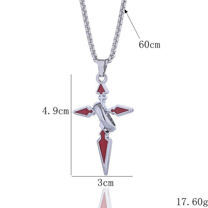 Wholesale Versatile cross pendant necklace with loop, fashionable and trendy long sweater chain pendant, titanium steel accessory