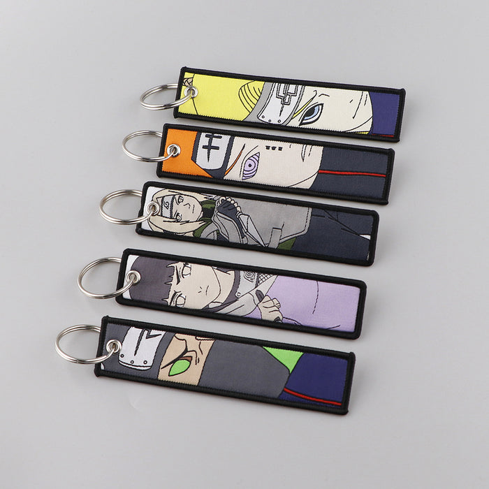 Wholesale Cartoon Anime Woven Label Keychain Pendant  Fabric Anime Peripheral