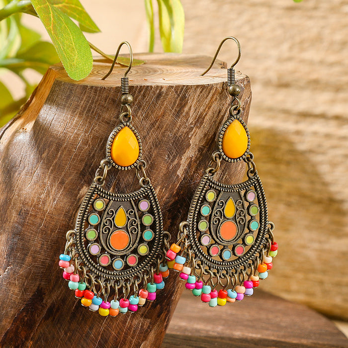 Wholesale Bohemian Tassel Geometric Drop Earrings Electroplated Zinc Alloy Jewelry Accessory MOQ≥2