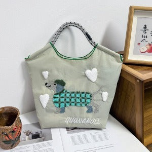 Wholesale Zippered Embroidered Shoulder Bag Waterproof Nylon Messenger Bag Handheld Canvas Bag