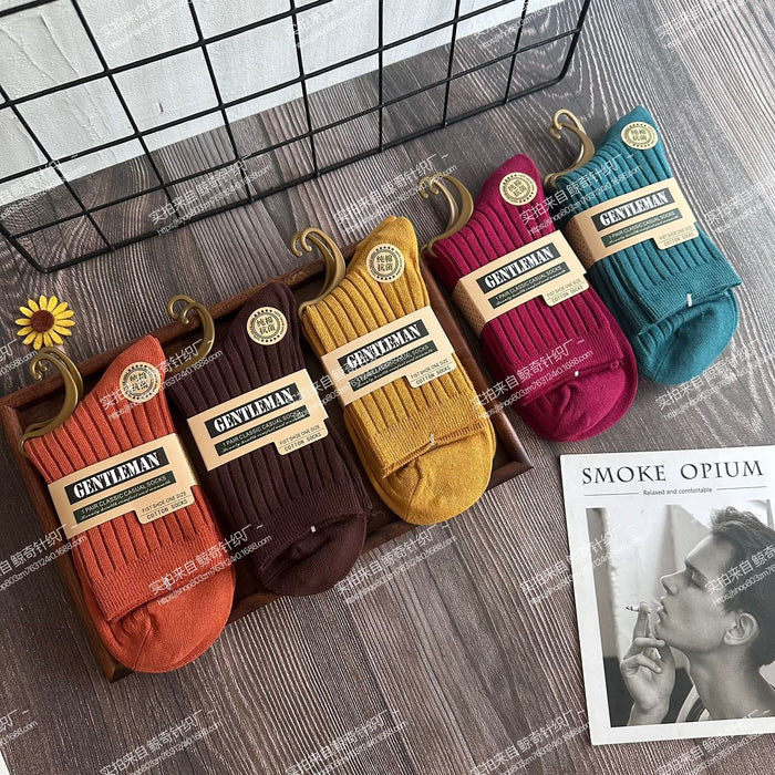 Wholesale Cotton socks for sweat absorption and odor prevention, mid tube socks with double needles and thick socks for warmth, long socks