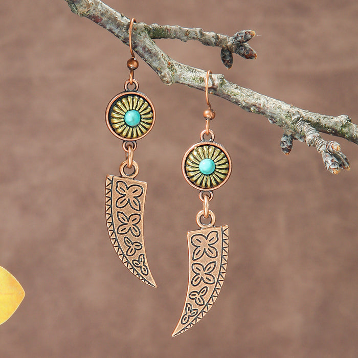 Wholesale Bohemian Geometric Irregular Leaf Metal Earrings Fashion Accessory MOQ≥2