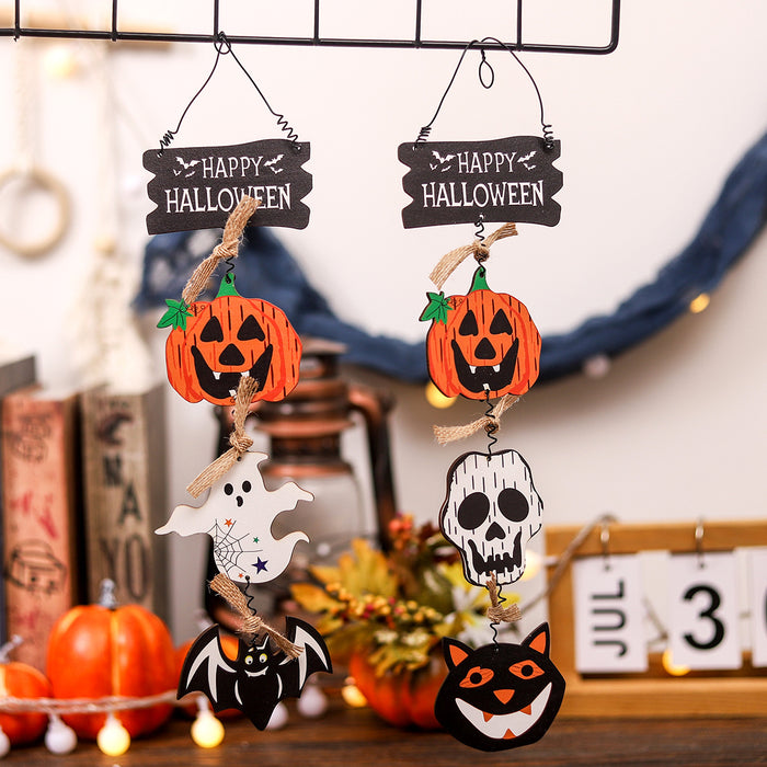 Wholesale  Decorations New Wooden Sign Door Hanging Pumpkin Ghost Ornaments Creative Pendants