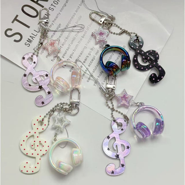Wholesale Vintage Music Note Star Acrylic Keychain Bag Charm Trendy Accessory Gift