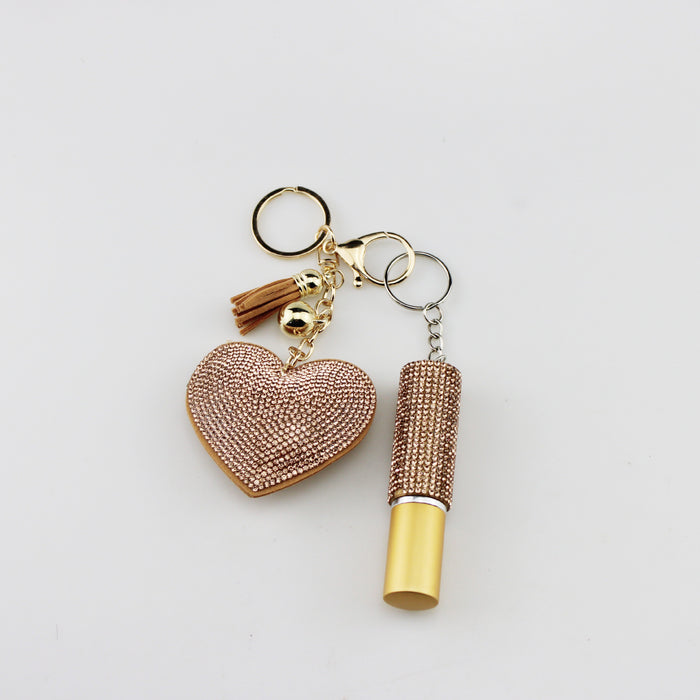 Wholesale Plastic Diamond Heart 5ml Perfume Bottle Keychain JDC-KC-TouMS035