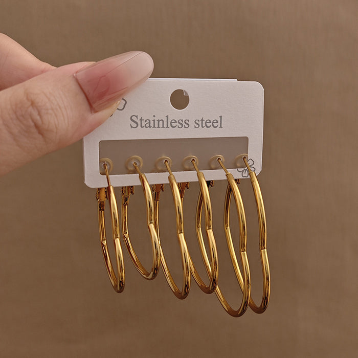 Wholesale Love pentagram earrings, exaggerated large earrings, high-end stainless steel earrings, gold-plated round earrings