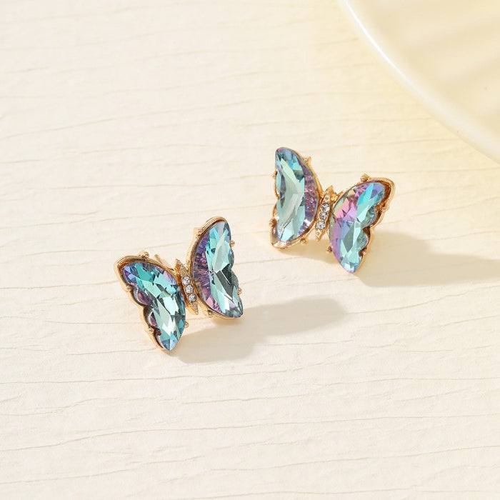 Wholesale Trendy Butterfly Jewelry Set Earrings Necklace Ring Alloy Fashion Accessory