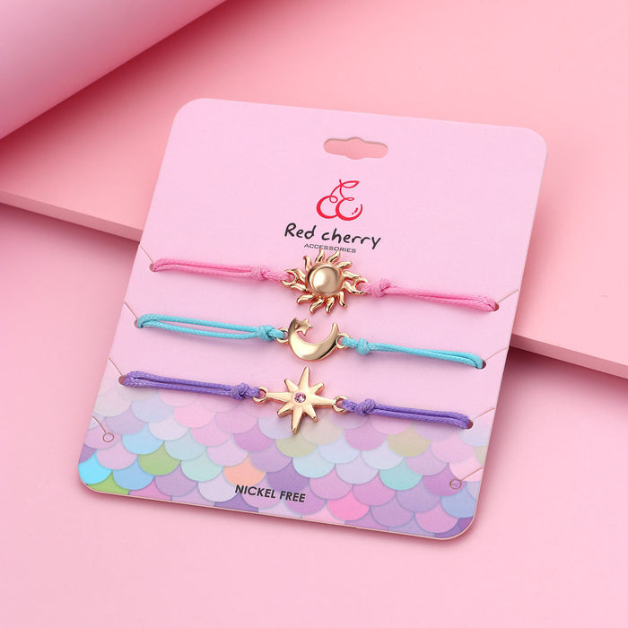 Wholesale 3pcs/set Children's Bracelet  Wire Woven Alloy for Good Friends Adjustable Bracelet suit