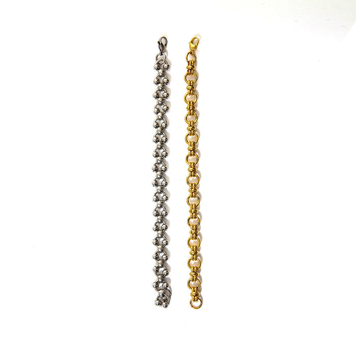 Wholesale Personalized stainless steel exaggerated style chain bead circle bracelet that does not fade