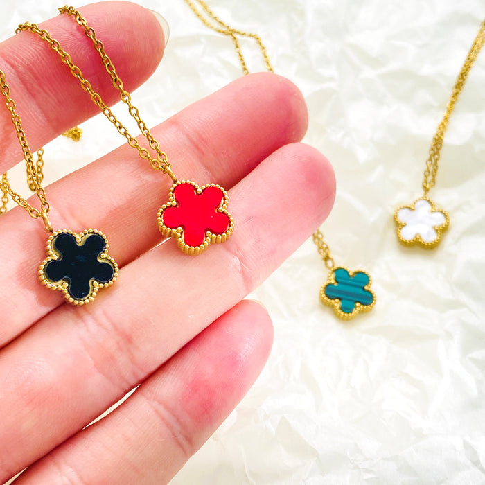 Wholesale Colorful Flower Stainless Steel Necklace JDC-NE-QingWen008