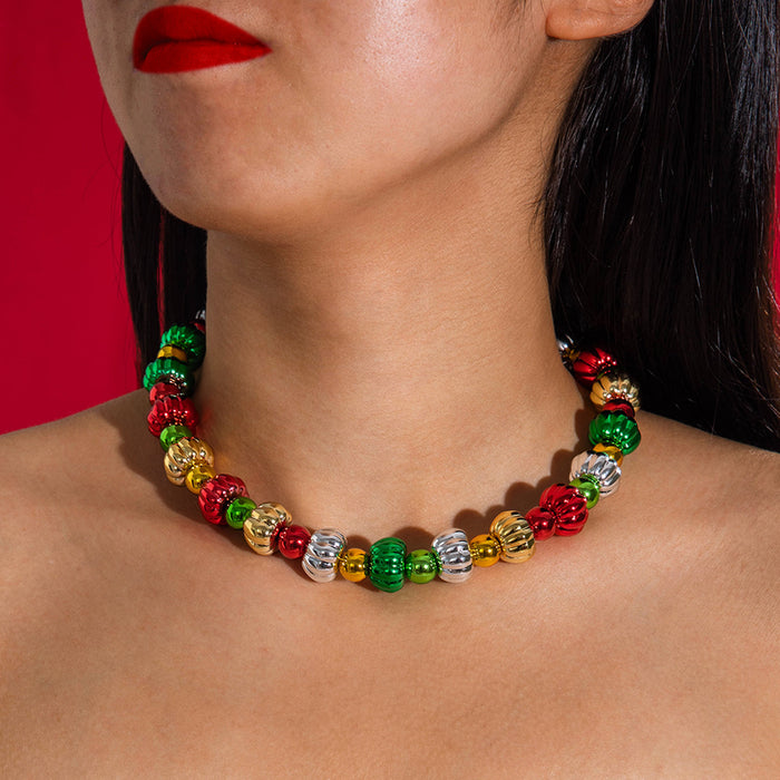 Wholesale Colorful Pumpkin Knot Star Square Block Beaded Chain Necklace MOQ≥2