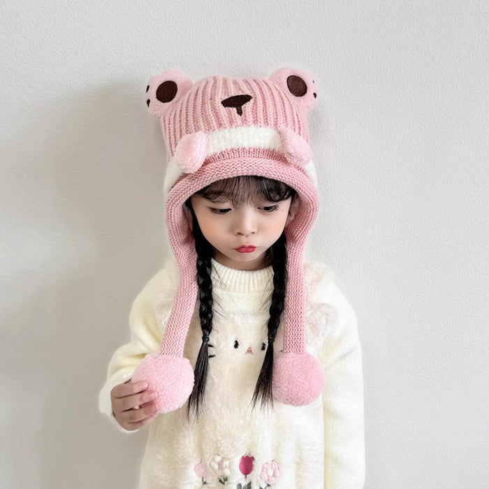 Wholesale Cute Girls Thickened Warm Children's Hat Autumn and Winter Cartoon Boy's Wool Hat Baby Ear Protection Hat