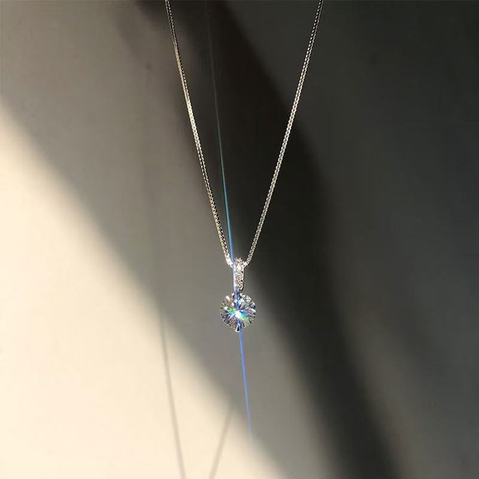 Wholesale Diamond Zircon Necklace Moissanite Pendant Simple Exquisite Clavicle Chain