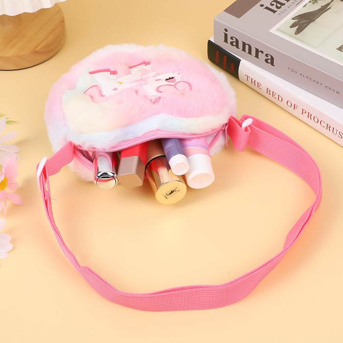 Wholesale Cartoon Cute Plush Small Shoulder Bag Heart Unicorn for Children