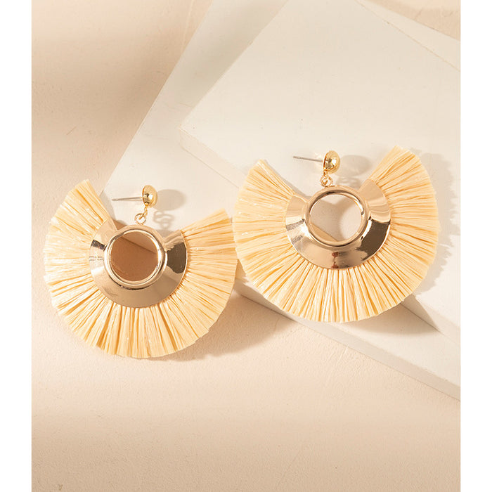 Wholesale tassel earrings  vacation high-end feeling raffia grass earrings