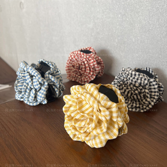 Wholesale Popular Ins Plaid Flower Clip New Fresh Back of Head Simple Shark Clip 2025 Summer New Headwear