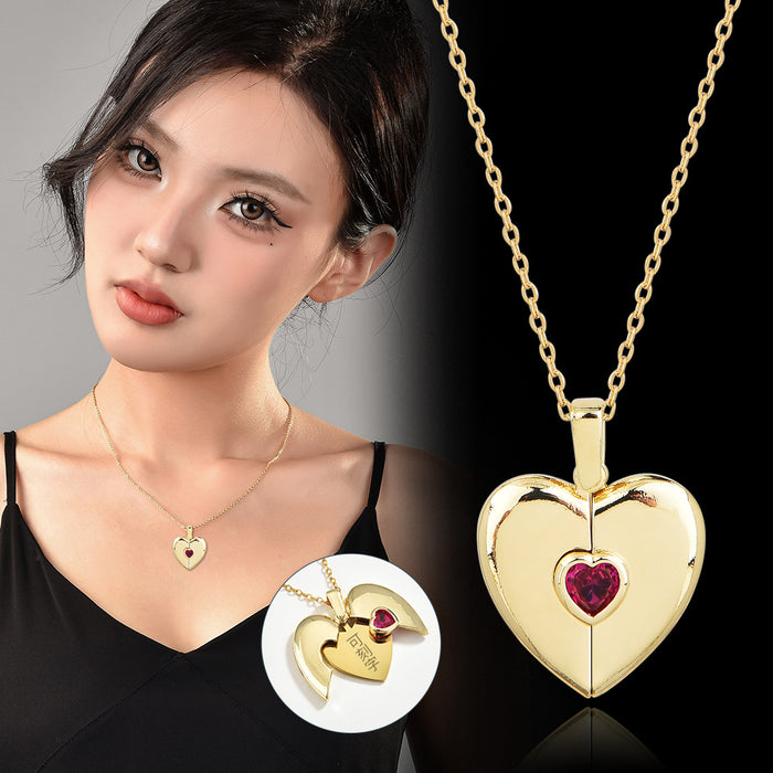 Wholesale Openable heart-shaped gemstone necklaces